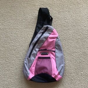 Embark One Shoulder Backpack Bag Like New Grey Pink Carryall Travel School Pack